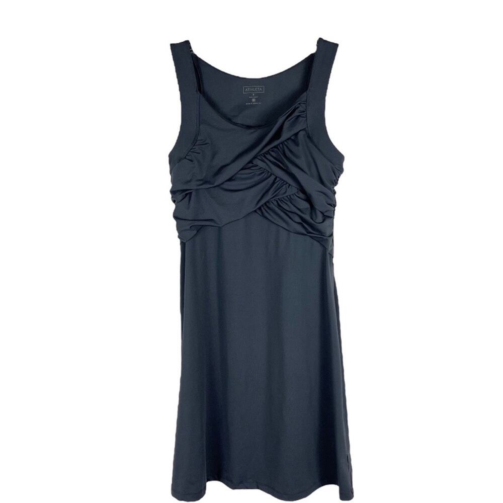 Athleta grey stretchy athletic athlesiure activewear ruffle midi dress small